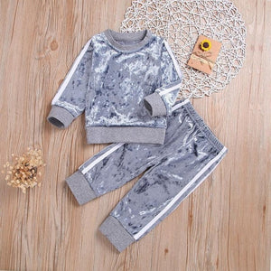 New Baby Girls Clothes Gold Velvet Long Sleeve Suit Boys Clothing 2pcs Kids Clothing Toddler Winter Clothes Girls Fall Outfits