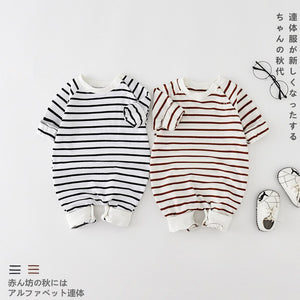 Lin Home Infant Children's Clothing Baby Boys' One-piece Suit Spring Clothing Baby Stripes Romper CHILDREN'S Clothes BOY'S Rompe