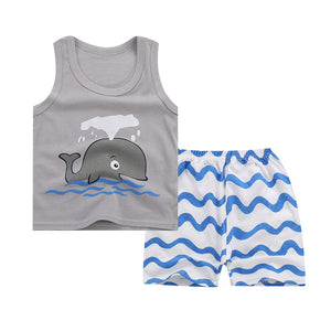 Cotton Boys Girls Suit Summer Sleeveless Vest Shorts 2pcs Suit Children Set Newest Clothing Kids Baby Toddler 0-5T