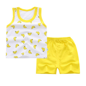 Cotton Boys Girls Suit Summer Sleeveless Vest Shorts 2pcs Suit Children Set Newest Clothing Kids Baby Toddler 0-5T