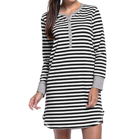 Winter Pregnancy Cotton Dress Women's Breastfeeding Long Sleeve Button Nightie Striped Dresses Ropa Premama Dress Pregnant 2019