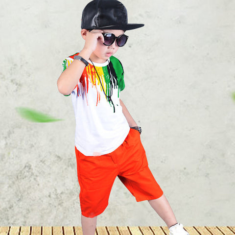 Humor Bear Boys Clothing Set Baby Boy Clothes New Summer Kids Clothing Sets Stripe Colorful T-Shirt + Pants 2Pcs Boys Suit