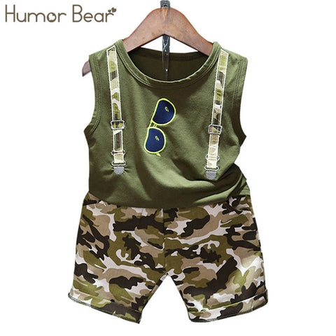Humor Bear Boys Clothing Set Baby Boy Clothes New Summer Kids Clothing Sets Stripe Colorful T-Shirt + Pants 2Pcs Boys Suit