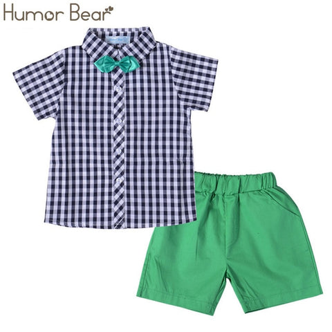 Humor Bear Boys Clothing Set Baby Boy Clothes New Summer Kids Clothing Sets Stripe Colorful T-Shirt + Pants 2Pcs Boys Suit