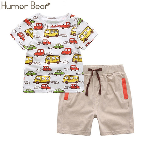 Humor Bear Boys Clothing Set Baby Boy Clothes New Summer Kids Clothing Sets Stripe Colorful T-Shirt + Pants 2Pcs Boys Suit