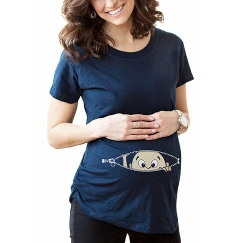 Chivry Maternity T Shirt Women Summer Casual Cute Cartoon Baby Print O-neck Short Sleeve Pregnancy Mama Shirts Pregnant Tops