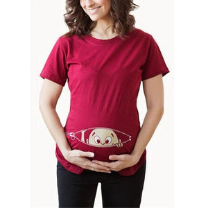 Chivry Maternity T Shirt Women Summer Casual Cute Cartoon Baby Print O-neck Short Sleeve Pregnancy Mama Shirts Pregnant Tops