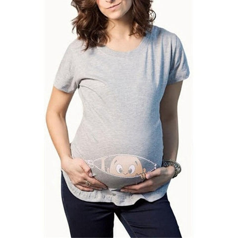 Chivry Maternity T Shirt Women Summer Casual Cute Cartoon Baby Print O-neck Short Sleeve Pregnancy Mama Shirts Pregnant Tops