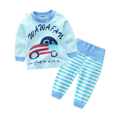 Cartoon Kids Pajamas Sets Cotton Boys Sleepwear Suit Warm Child Girl Pajamas Long Sleeve Tops+Pants 2pcs Children Clothing