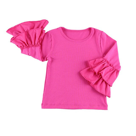 New girls' fashion t shirts children kids girl t shirt  baby ruffled girl t shirts children clothing long Sleeve Top