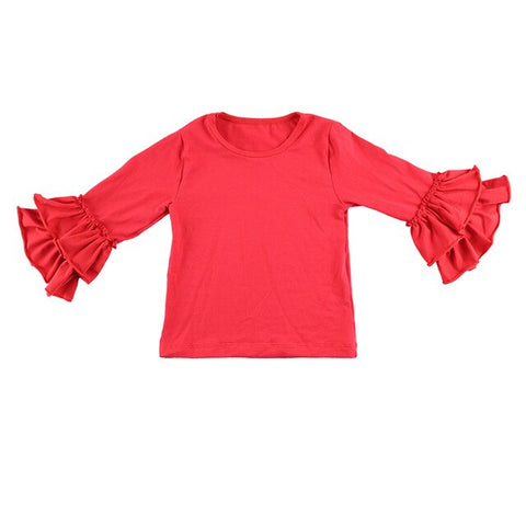 New girls' fashion t shirts children kids girl t shirt  baby ruffled girl t shirts children clothing long Sleeve Top