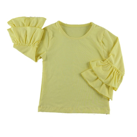 New girls' fashion t shirts children kids girl t shirt  baby ruffled girl t shirts children clothing long Sleeve Top