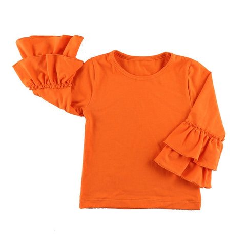 New girls' fashion t shirts children kids girl t shirt  baby ruffled girl t shirts children clothing long Sleeve Top