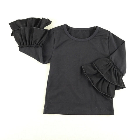 New girls' fashion t shirts children kids girl t shirt  baby ruffled girl t shirts children clothing long Sleeve Top
