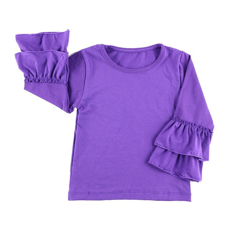 New girls' fashion t shirts children kids girl t shirt  baby ruffled girl t shirts children clothing long Sleeve Top