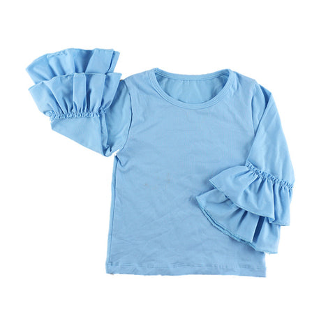 New girls' fashion t shirts children kids girl t shirt  baby ruffled girl t shirts children clothing long Sleeve Top