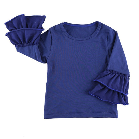 New girls' fashion t shirts children kids girl t shirt  baby ruffled girl t shirts children clothing long Sleeve Top