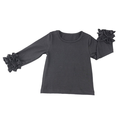 New girls' fashion t shirts children kids girl t shirt  baby ruffled girl t shirts children clothing long Sleeve Top