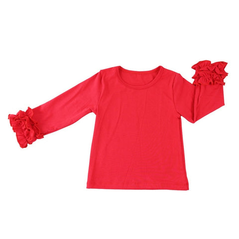 New girls' fashion t shirts children kids girl t shirt  baby ruffled girl t shirts children clothing long Sleeve Top