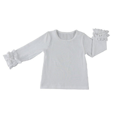 New girls' fashion t shirts children kids girl t shirt  baby ruffled girl t shirts children clothing long Sleeve Top