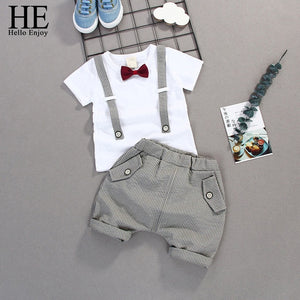 HE Hello Enjoy Kids Clothes Toddler Boys Clothing Set Children Summer Cartoon Kids Applique Star Tops Shorts Infantil Baby Suit