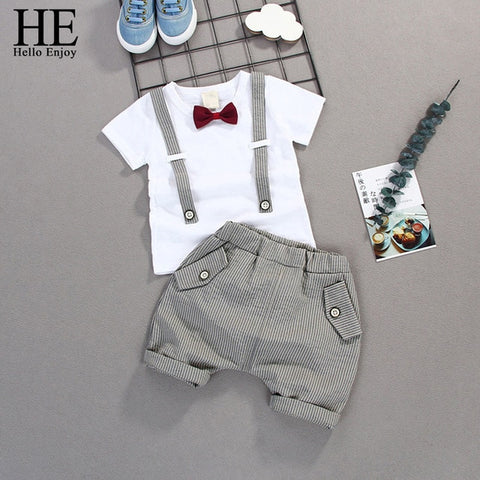 HE Hello Enjoy Kids Clothes Toddler Boys Clothing Set Children Summer Cartoon Kids Applique Star Tops Shorts Infantil Baby Suit