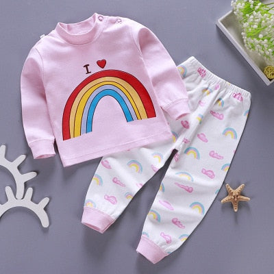 Cartoon Kids Pajamas Sets Cotton Boys Sleepwear Suit Warm Child Girl Pajamas Long Sleeve Tops+Pants 2pcs Children Clothing