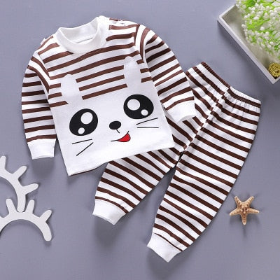 Cartoon Kids Pajamas Sets Cotton Boys Sleepwear Suit Warm Child Girl Pajamas Long Sleeve Tops+Pants 2pcs Children Clothing