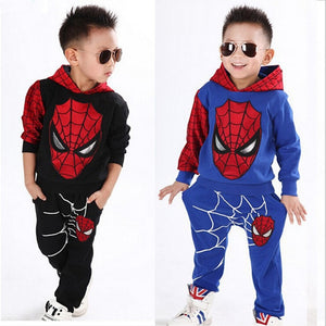 Superman Hoodies children's Clothing Spiderman Costume Spider - Man Suit Sweatshirt Set Marvel Cartoon Shirt Christmas Clothes