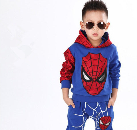 Superman Hoodies children's Clothing Spiderman Costume Spider - Man Suit Sweatshirt Set Marvel Cartoon Shirt Christmas Clothes