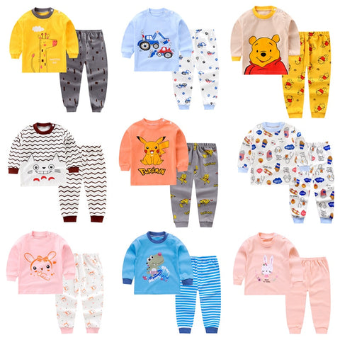 Girls Pooh Bear Pajamas Kids Sleepwear Children Unicorn Cartoon Clothing Set Baby Long Sleeve Pijamas Home Clothing for Boys