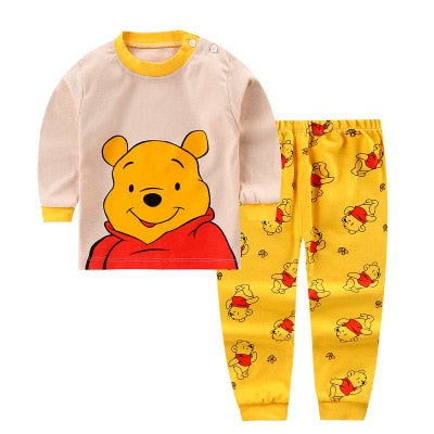 Girls Pooh Bear Pajamas Kids Sleepwear Children Unicorn Cartoon Clothing Set Baby Long Sleeve Pijamas Home Clothing for Boys