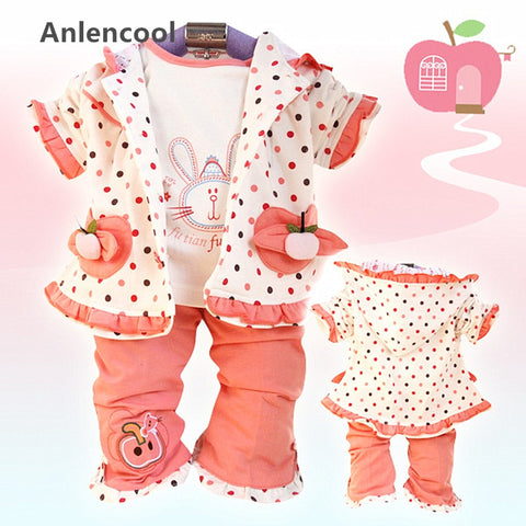 Anlencool 2019 Free shipping  Spring and Autumn 3pcs dot small apple girls' suits baby clothing girl's set clothing