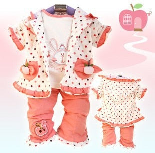 Anlencool 2019 Free shipping  Spring and Autumn 3pcs dot small apple girls' suits baby clothing girl's set clothing