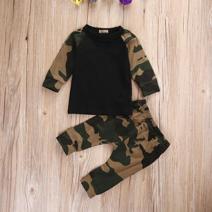 Newborn Baby Boys' Clothing Sets Camouflage Army Green T-shirt Top + Long Pants Baby Boys Clothing  Set
