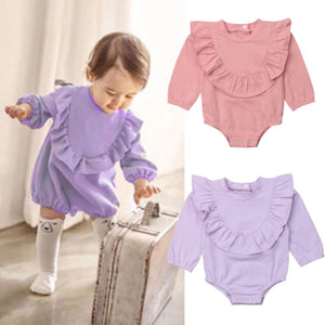 2019 Fashion Newborn Kid Baby Girl Clothes Long Sleeve Ruffle Romper Jumpsuit Outfit Solid Color Girls' Clothing Set