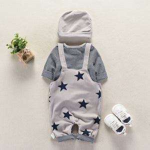 Baby Spring Clothing Set Boys' Three-piece Suit 6-12 Month Girls Open Crotch Pure Cotton out Clothes for Babies Spring And Autum