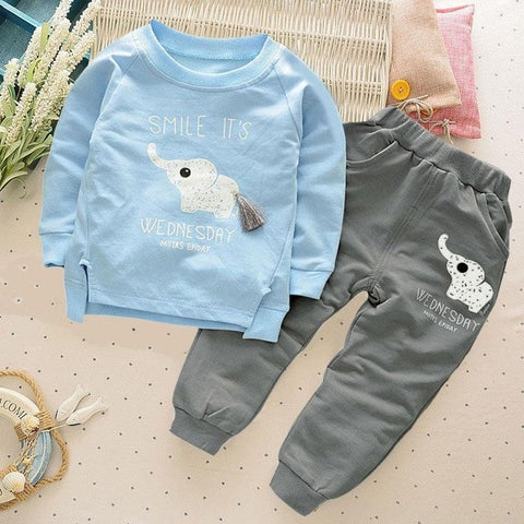 Children Spring Clothing Long Sleeved Cartoon Animal Clothes Suit Kids Boys Coat + Trousers 2pcs Set 2-5Y Baby Cotton Outwear