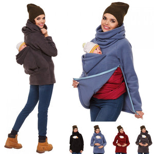 Hot Spring Autumn Kangaroo Carrier Hoddies Jackets Women's Maternity Hoodies Baby Holder Hoodies Winter Outwear Pregnancy Coat