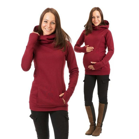 Women's Nursing Maternity Long Sleeves Stripe Breastfeeding Hoodie Sweatshirts Pregnancy Top Warm In Autumn and Winter S-3XL