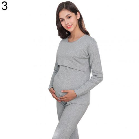 Autumn and winter indoor women's pregnancy pajamas cartoon animal pregnant women breastfeeding pajamas set