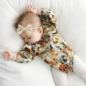 Infants Children Girls' Clothing Spring And Autumn Broken Flowers Print One-Piece Baby CHILDREN'S Crawling Clothes Romper INS