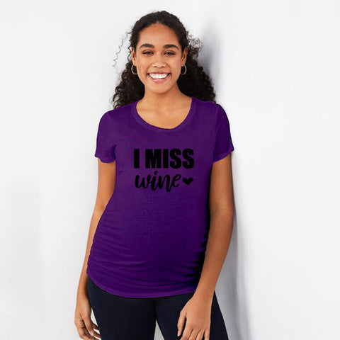 I Miss Wine Pregnancy Reveal Maternity Shirt Announcement Pregnant New Mom Tops Funny Cute Shirts New Mom Gift T Shirt Fashion