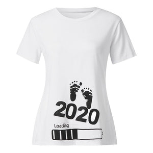 2020 New Women Clothes Maternity Casual Tops T-Shirt Foot Print 2020 Printed Pregnancy Shirt Long Ladies T-Shirt Women Clothing