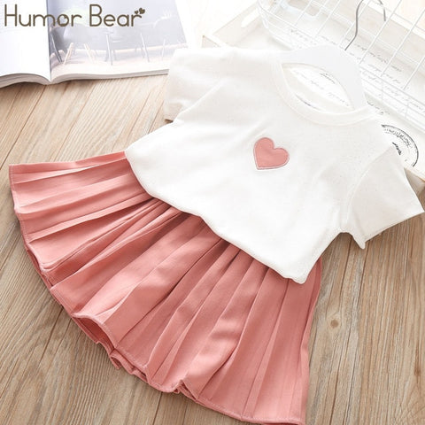 Humor Bear Baby Girl Clothes Hot Summer Children's Girls' Clothing Sets Kids Bay clothes Toddler Chiffon bowknot coat+Pants 1-4Y