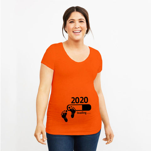 2020 Loading Pregnancy Tops Tee New Mummy Pregnancy Announcement Shirt White O-neck Soft Tee Shirts Present for New Mom