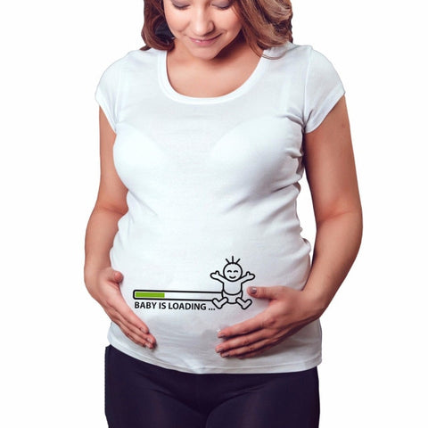 2020 Brand New Women Pregnancy Clothes Baby Now Loading Pls Wait Maternity T Shirt Summer Short Sleeve Pregnant T-shirts