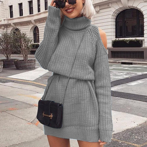 Autumn and winter women's pregnant women high collar off-shoulder knit sweater dress pregnancy slim long sweater knit pullover