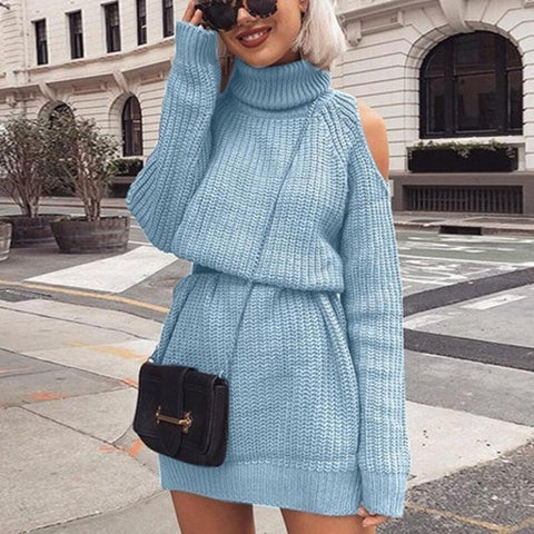 Autumn and winter women's pregnant women high collar off-shoulder knit sweater dress pregnancy slim long sweater knit pullover