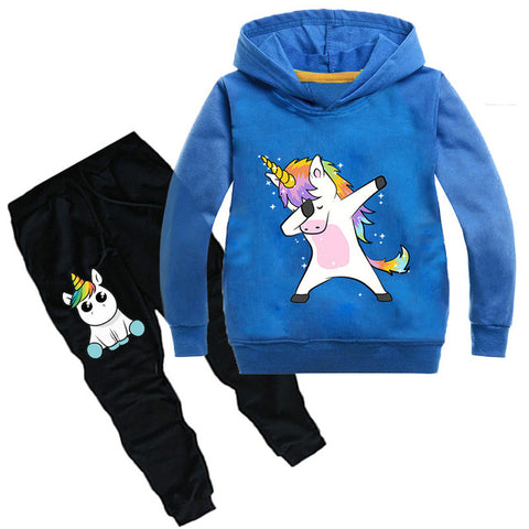 Baby Boys Girls Unicorn Sport Clothing Set Boy Sets Hoody Sweatershirt Pants Toddler Kids Clothes Children Causal Thin Tracksuit